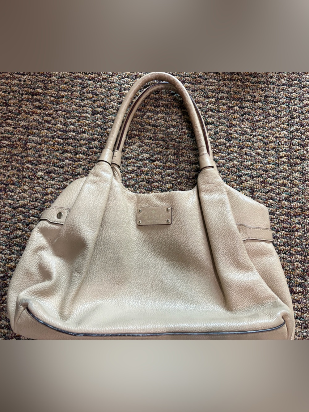 Kate Spade Pebble Leather Shoulder Bag in Light Beige